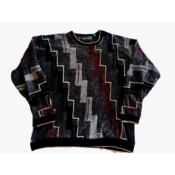 Vintage TUNDRA Men's 3D Sweater 90's Retro Grunge Art Deco - Picture 1 of 6